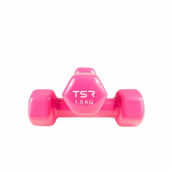 Dumbbells Vinyl, TSR, Pink, 1.5kg, 2 PCS.