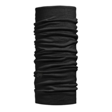 Scarf Buff Solid Black, merino wool
