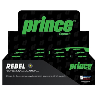 PRINCE REBEL squash ball with one yellow point