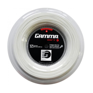 Tennis racket strings GAMMA OCHO 17, ROLL, 200 M (WHITE)