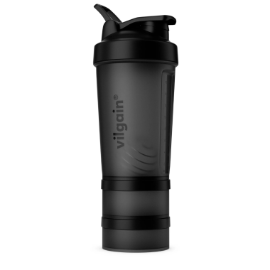 Shaker Pro 2Go with Two Storage Compartments, 450 ml + 150 ml + 100 ml, Vilgain 