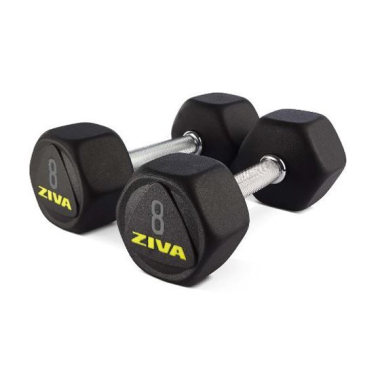 Dumbbell ZIVA SL PREMIUM HEXAGON VIRGIN RUBBER, professional