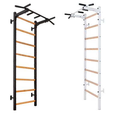 Gymnastics Wall BenchK wall bars with a steel frame and fixed steel 6-grip pull-up bar Black/White