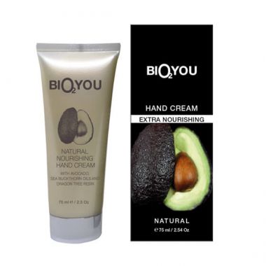 NATURAL NOURISHING HAND CREAM with avocado, sea buckthorn oils and dragon tree resin Bio2you, 75 ml