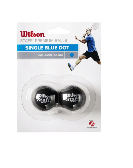 WILSON skvoša bumbiņas STAFF Iepakojumā 2 gb. - blue dot
