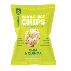 Baked whole grain rice chips with chia and quinoa BOMBUS, 60 g