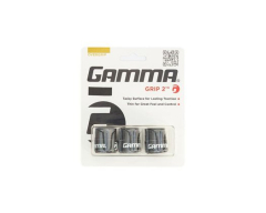 Tuva GAMMA Overgrips Grip 2 melna tenisa overgripa fotogrāfija uz balta fona — extra plāns ar lipīgu virsmu, nodrošina maksimālu satvērienu
