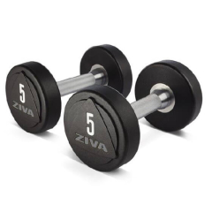 Dumbbell ZIVA STUDIO professional, solid steel/urethane (2 pcs)