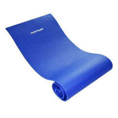 Zils vingrošanas paklājs Tunturi XPE, izmērs 160x60 cm, izklāts uz balta fona. Paklājs izgatavots no 0,7 cm bieza XPE materiāla, taisnstūra forma ar redzamu tekstūru.